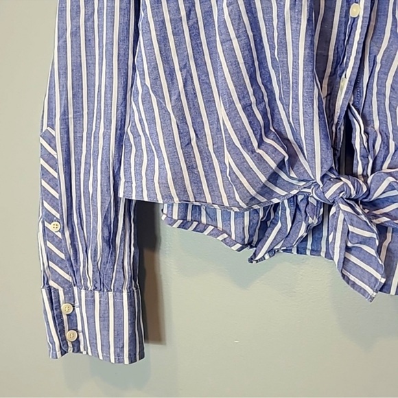 J. Crew Blue and White Striped Button Down Shirt - Picture 3 of 7